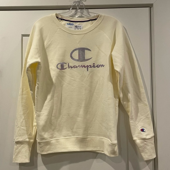 NEW White/Yellow Iridescent Champion Sweatshirt - Picture 4 of 12